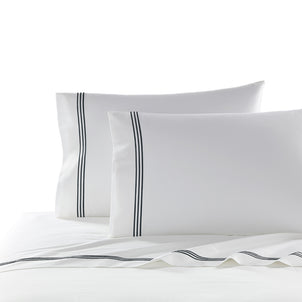 Strada Embroidered Percale Pillowcase Set of 2 Black