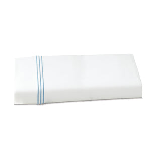 Strada Embroidered Percale Flat Sheet Blue