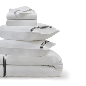 Strada Embroidered Percale Bedding Bundle Black|Queen