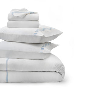 Strada Embroidered Percale Bedding Bundle Blue (Strada)|California King