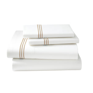 Strada Embroidered Percale Sheet Set Mink (Strada)|King
