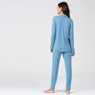 Eberjey Gisele Tuxedo Slim PJ Set Blue Shadow / Blush