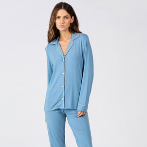 Eberjey Gisele Tuxedo Slim PJ Set Blue Shadow / Blush